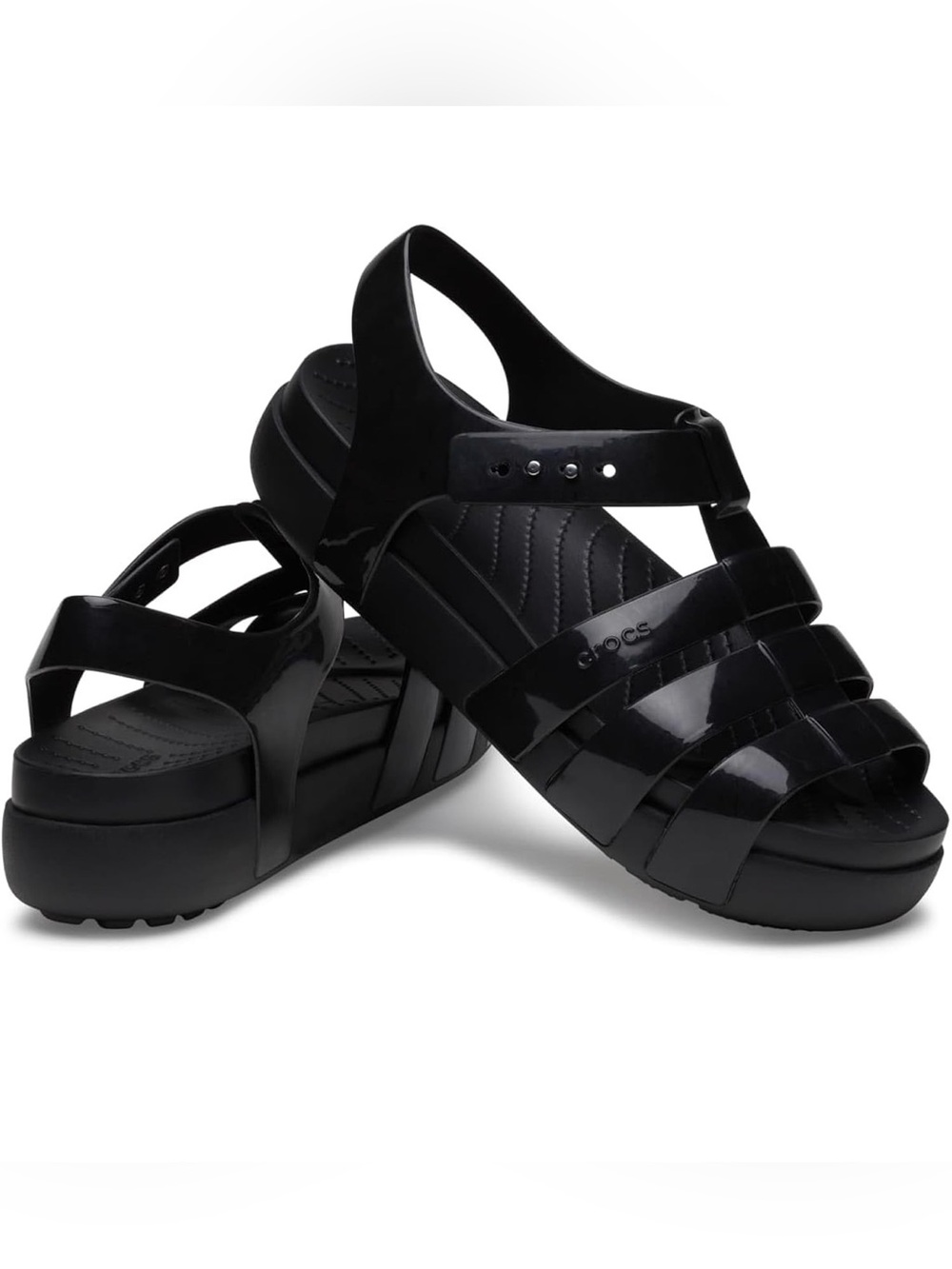 Crocs Splash Women’s Size 10 Black Jelly Glossy Fisherman Versatile Sandals